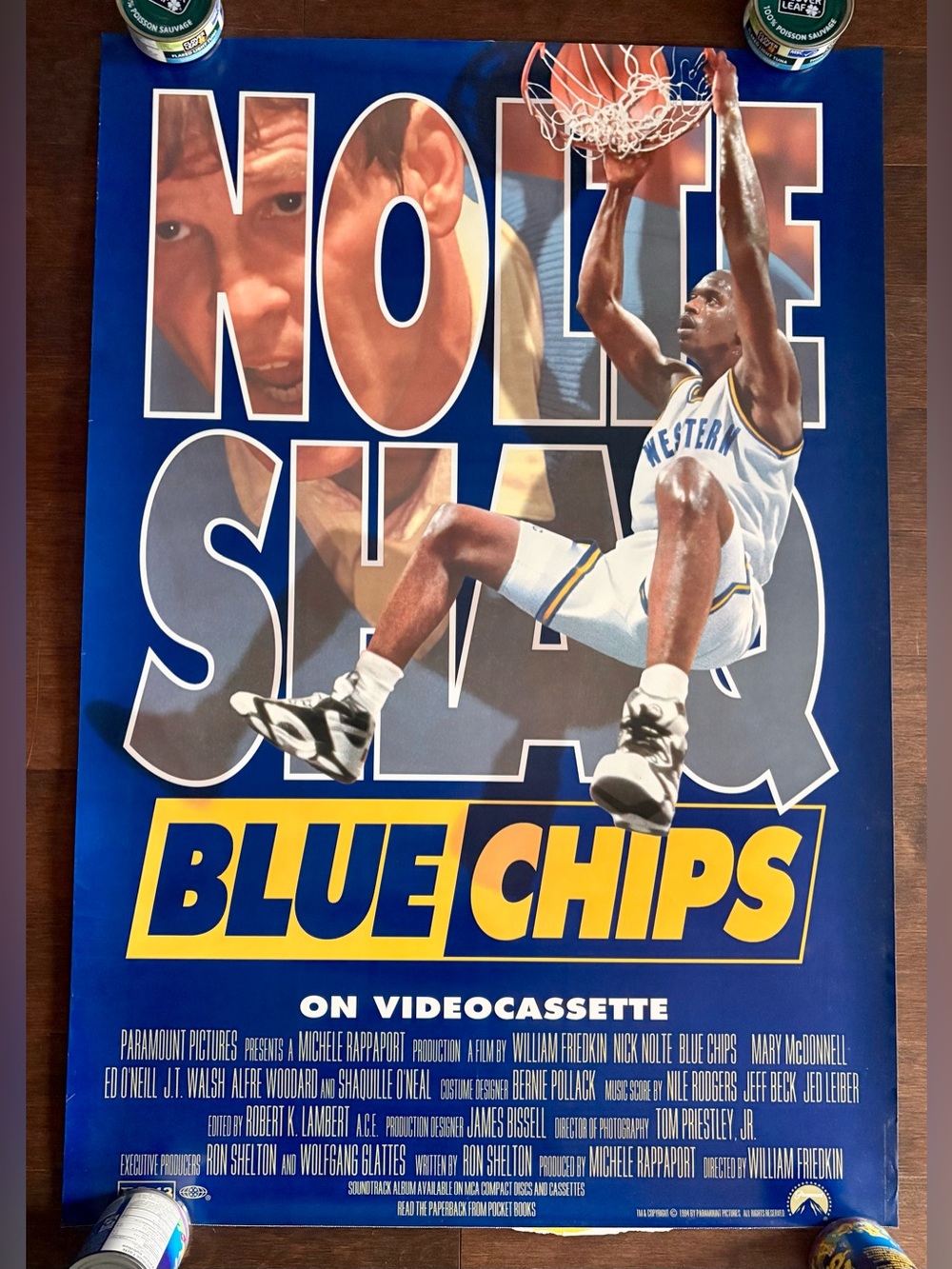 BLUE CHIPS basketball movie poster SHAQUILLE ONEAL Original 39X27 Canadian Shaq